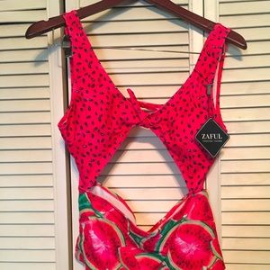 Zaful Cut Out Watermelon Bikini Swimsuit